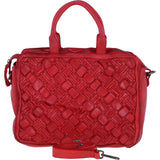 Ashwood Leather Woven Design Laptop Bag with Organiser Compartments in Red: W-27
