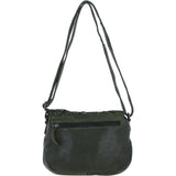 Ashwood Leather Woven Design Flapover Crossbody Bag with Adjustable Strap in Green: W-25