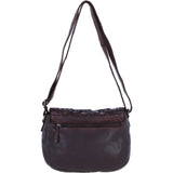 Ashwood Leather Woven Design Flapover Crossbody Bag with Adjustable Strap in Brandy: W-25