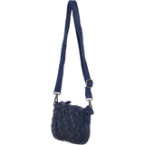 Ashwood Leather Woven Design Compact Crossbody X Clutch Bag in Navy: W-22