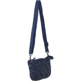 Ashwood Leather Woven Design Compact Crossbody X Clutch Bag in Navy: W-22