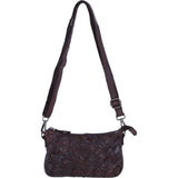 Ashwood Leather Woven Design Compact Crossbody X Clutch Bag in Brandy: W-22