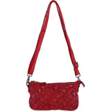 Ashwood Leather Woven Design Compact Crossbody X Clutch Bag in Red: W-22
