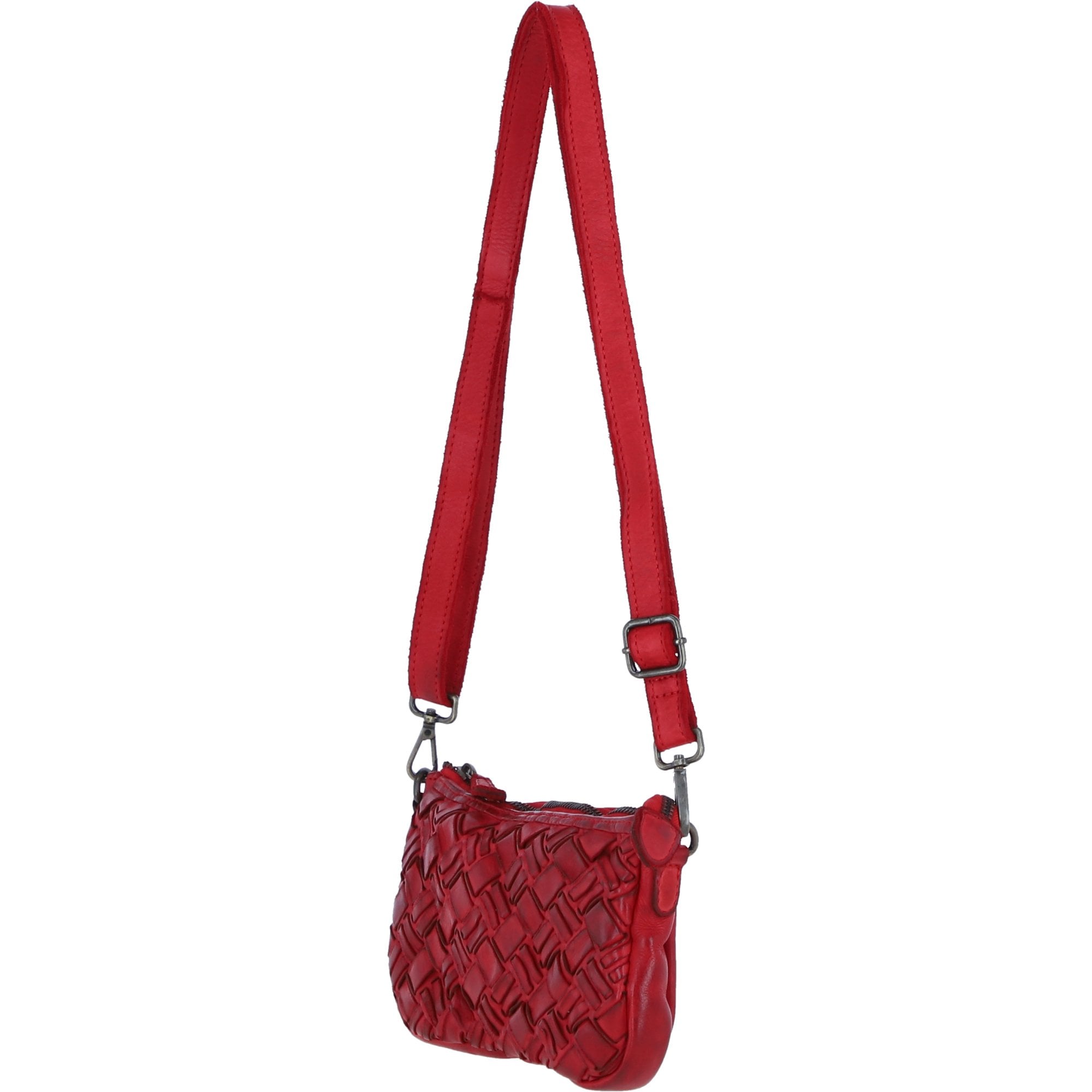 Ashwood Leather Woven Design Compact Crossbody X Clutch Bag in Red: W-22