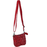 Ashwood Leather Woven Design Compact Crossbody X Clutch Bag in Red: W-22