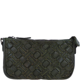 Ashwood Leather Woven Design Compact Crossbody X Clutch Bag in Green: W-22
