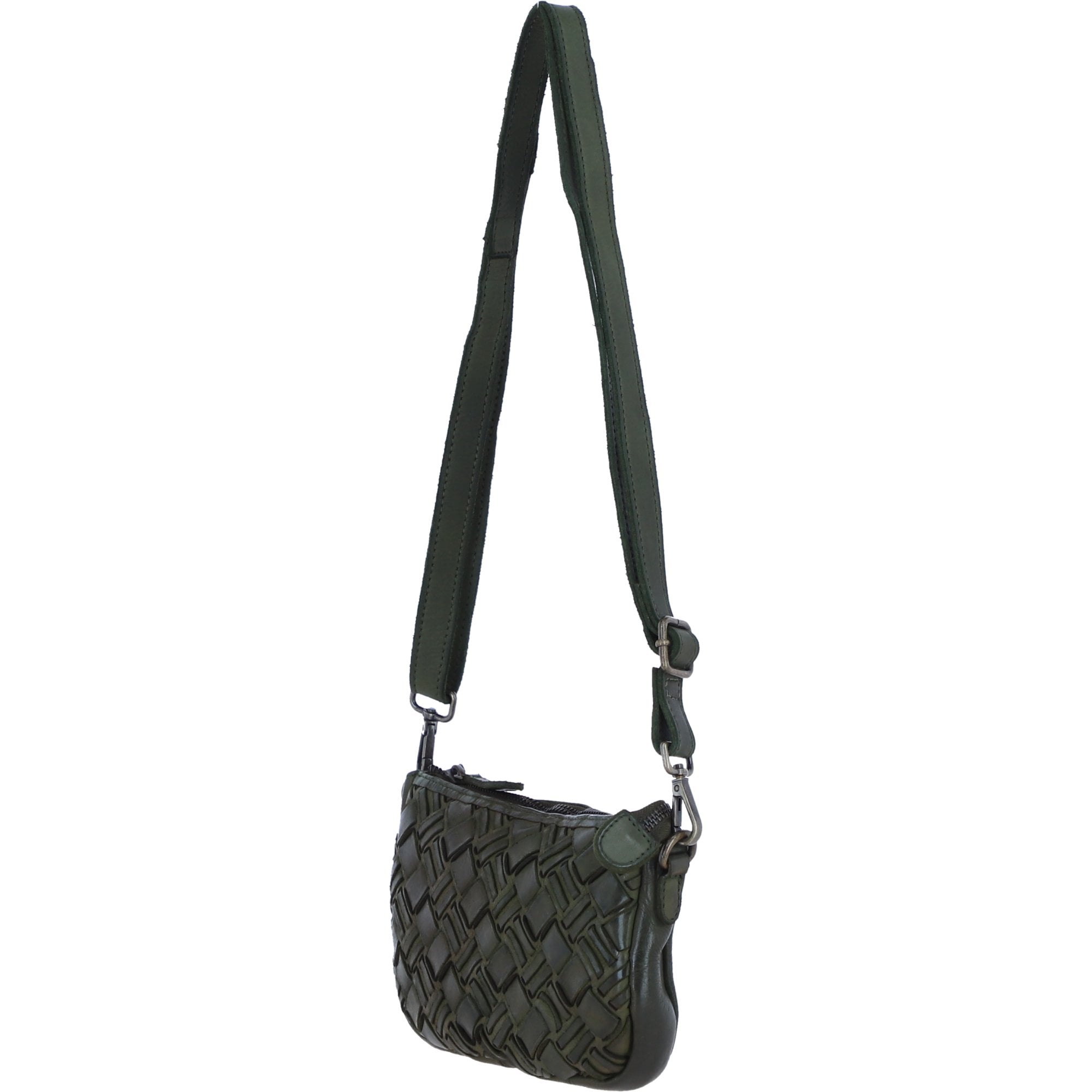 Ashwood Leather Woven Design Compact Crossbody X Clutch Bag in Green: W-22