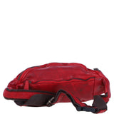 Ashwood Leather Woven Design Waist Bag with Multiple Zip Pockets in Red: W-21