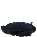 Ashwood Leather Woven Design Waist Bag with Multiple Zip Pockets in Black: W-21