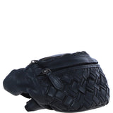 Ashwood Leather Woven Design Waist Bag with Multiple Zip Pockets in Black: W-21