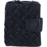Ashwood Leather Woven Design Purse with Multiple Card Slots, Zip Pocket and Bi-Fold Compartment in Black: W-20