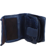 Ashwood Leather Woven Design Purse with Multiple Card Slots, Zip Pocket and Bi-Fold Compartment in Navy: W-20