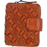 Ashwood Leather Woven Design Purse with Multiple Card Slots, Zip Pocket and Bi-Fold Compartment in Tan: W-20