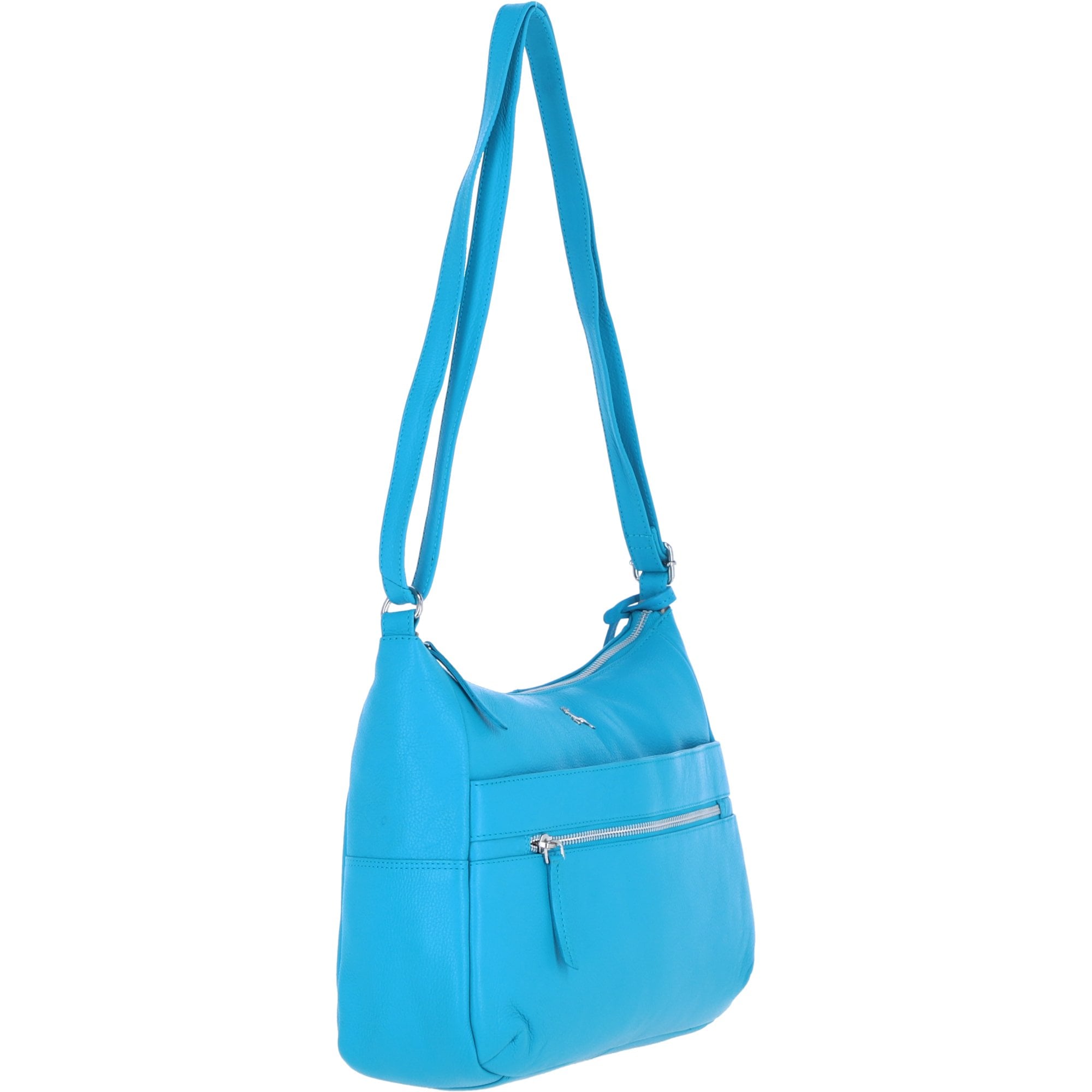 Leather Shoulder Bag with Zip & Magnetic Pocket Viking Blue: Meath