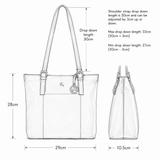 Women’s Genuine Leather Shoulder Tote Bag with Metallic Charm in Cognac: ATHY