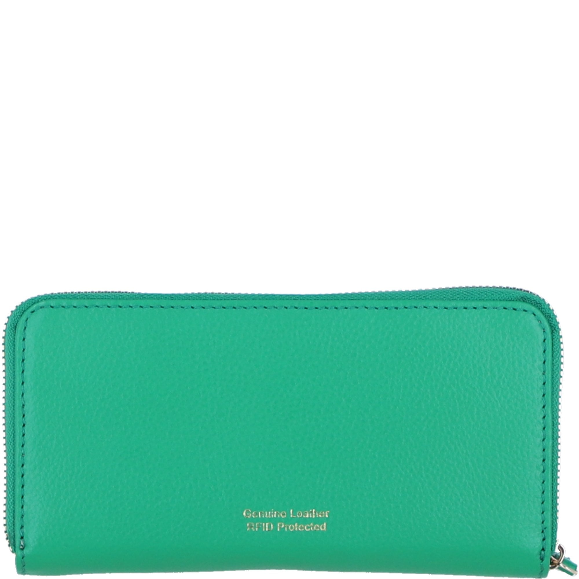 Large Leather Zip Around Note And Coin Purse Green: Ash-09