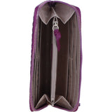 Large Leather Zip Around Note And Coin Purse Raspberry: Ash-09
