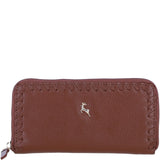 Large Leather Zip Around Note And Coin Purse Tan: Ash-09