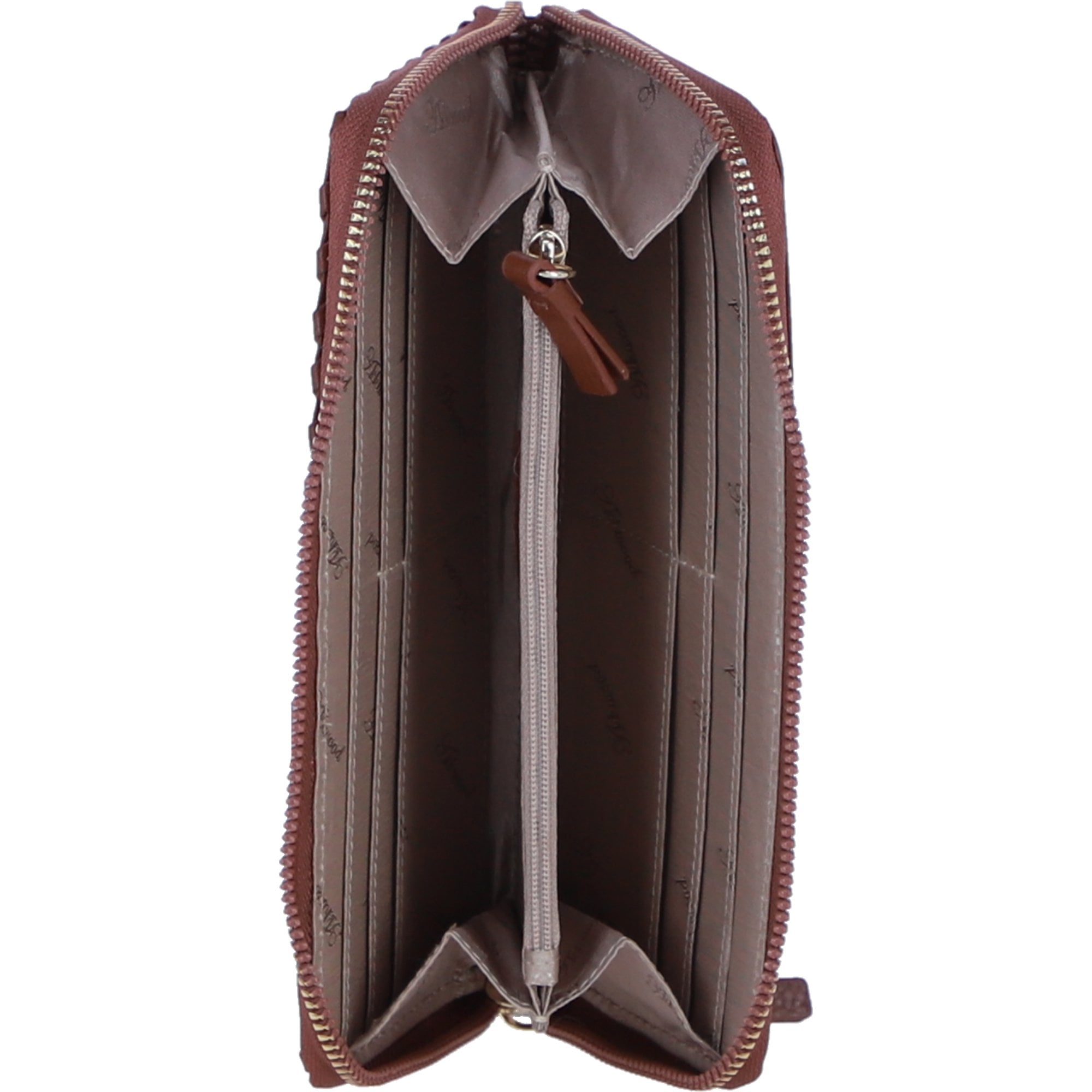 Large Leather Zip Around Note And Coin Purse Tan: Ash-09