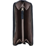 Large Leather Zip Around Note And Coin Purse Black: Ash-12