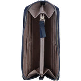 Large Leather Zip Around Note And Coin Purse Navy: Ash-12