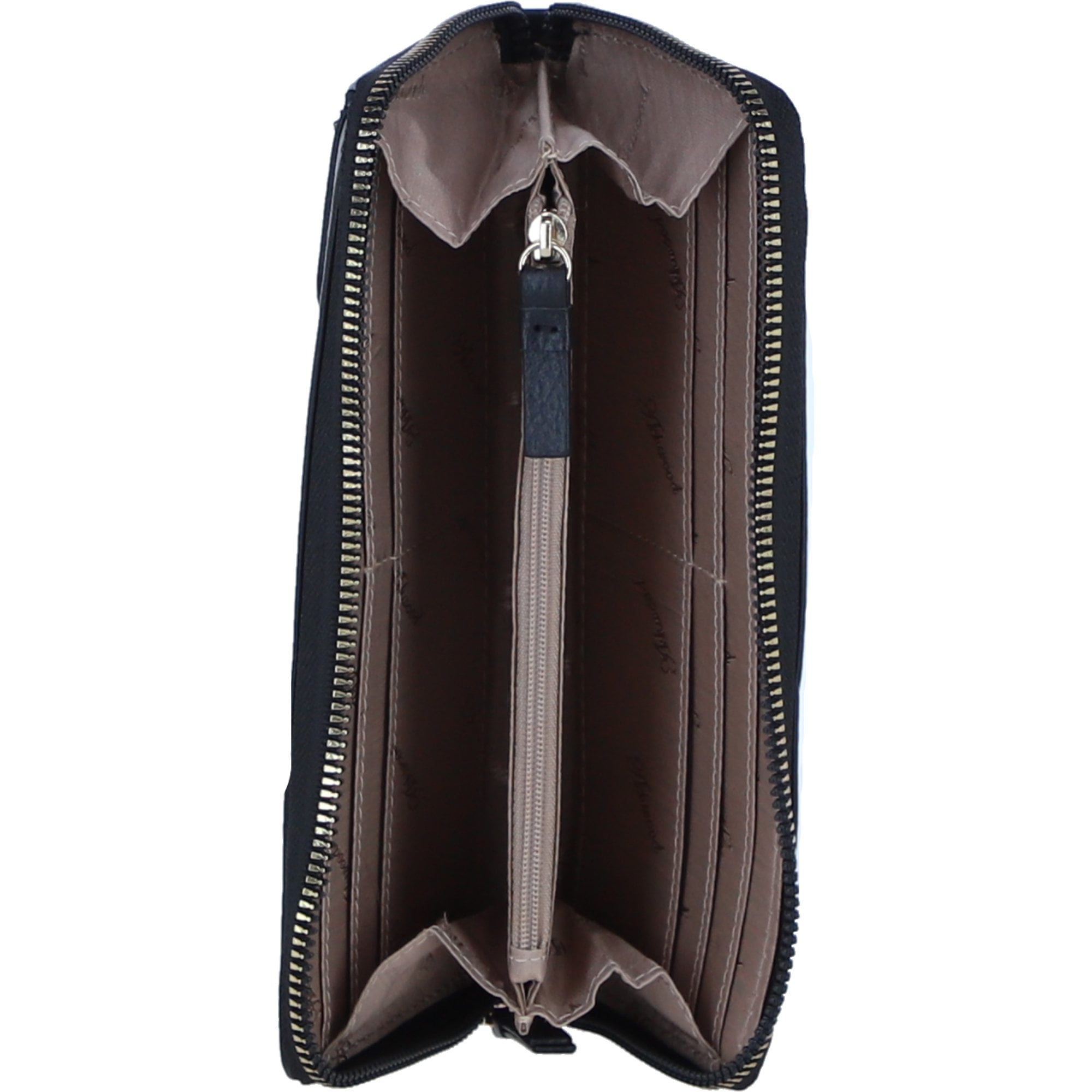 Large Leather Zip Around Note And Coin Purse Black: Ash-17