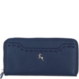 Large Leather Zip Around Note And Coin Purse Navy: Ash-17