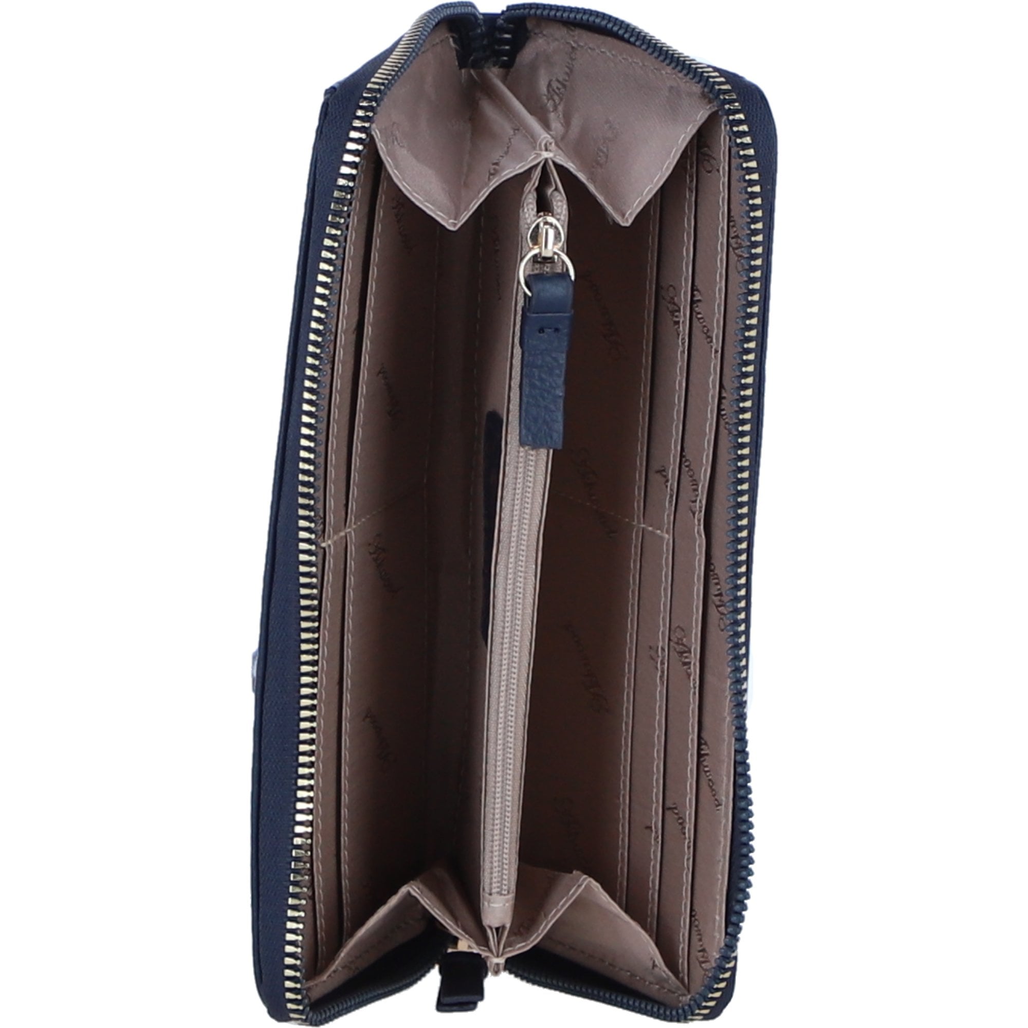 Large Leather Zip Around Note And Coin Purse Navy: Ash-17