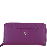 Large Leather Zip Around Note And Coin Purse Raspberry: Ash-17