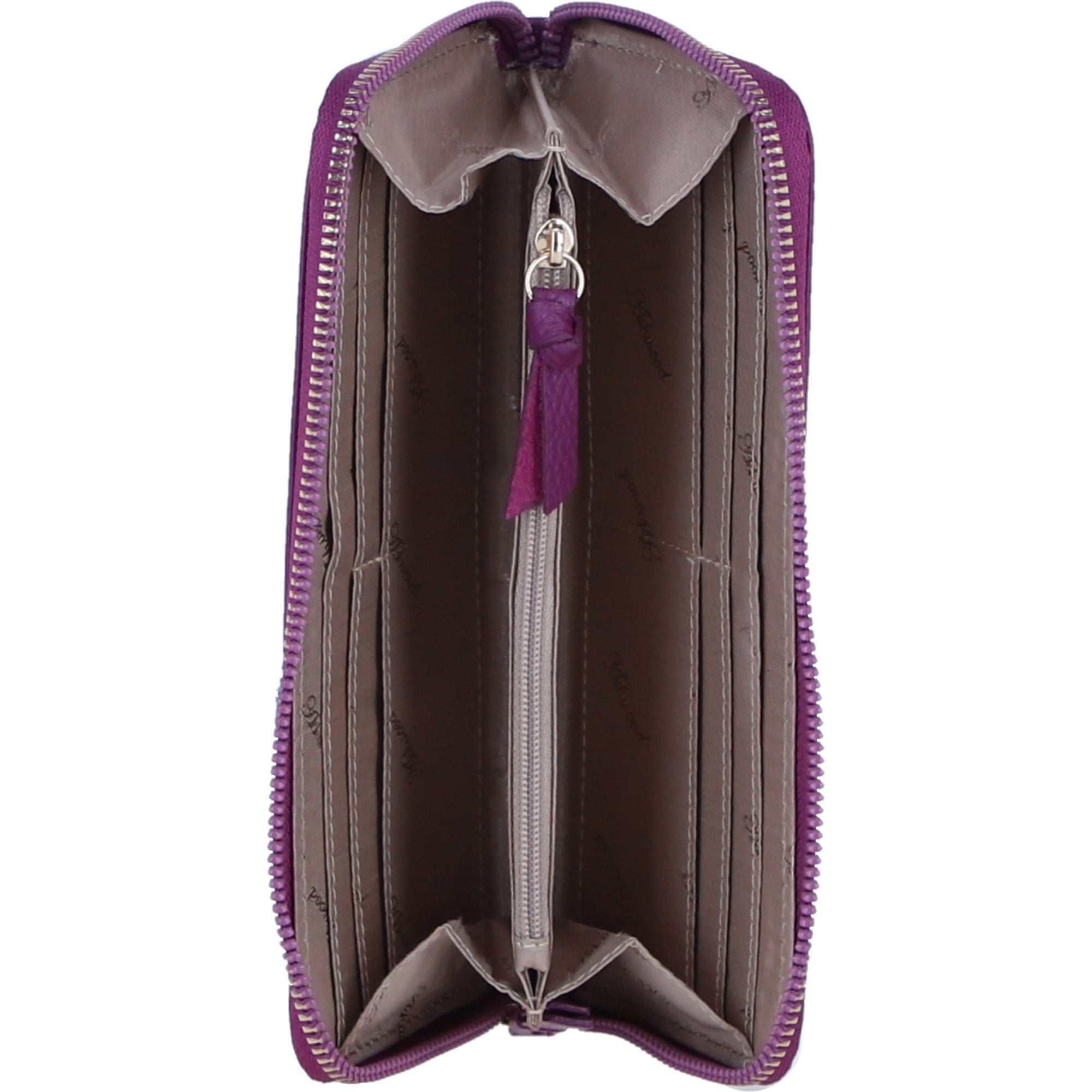 Large Leather Zip Around Note And Coin Purse Raspberry: Ash-17