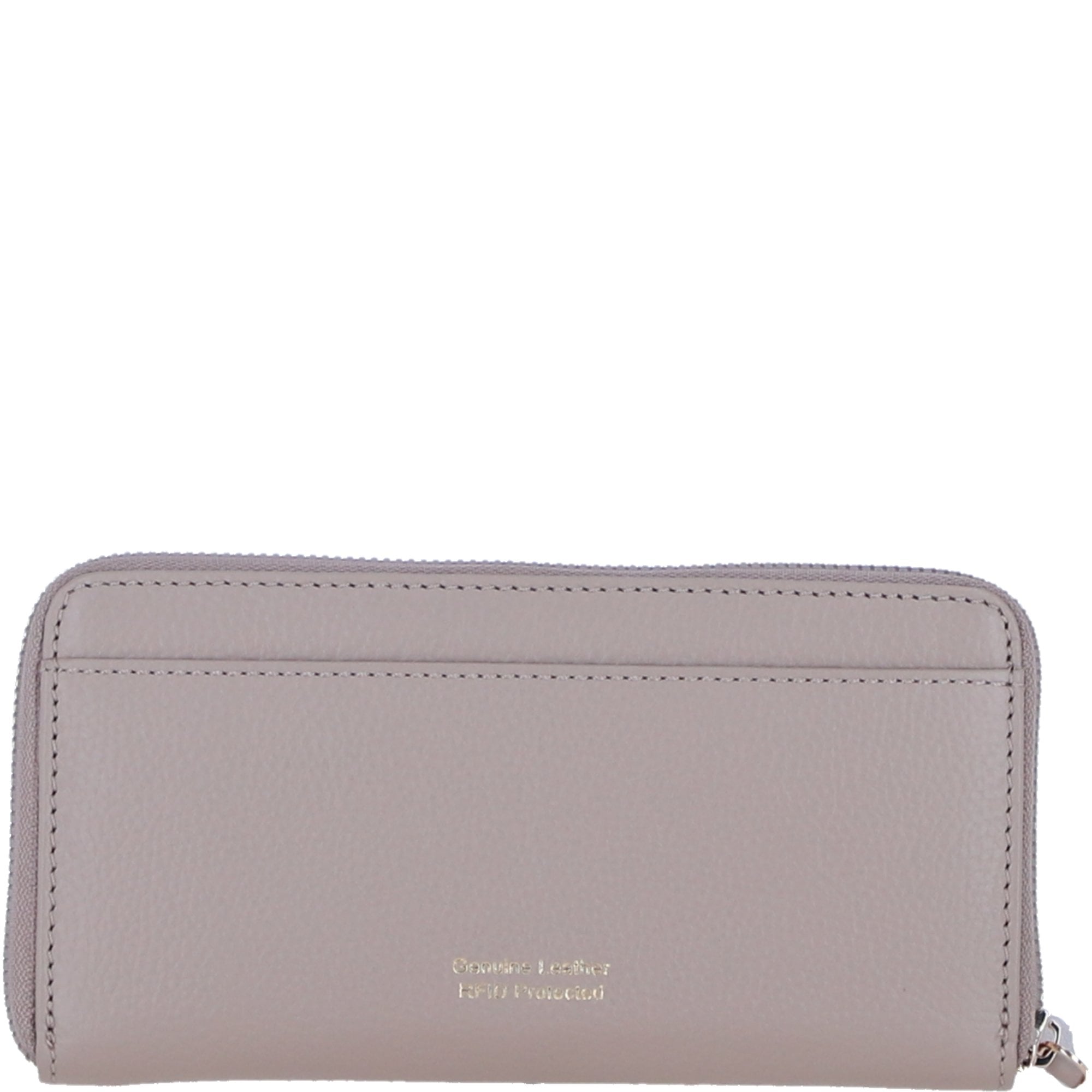 Large Leather Zip Around Note And Coin Purse Mushroom: Ash-17
