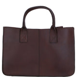 Exquisite Genuine Leather Medium Structured Tote Bag with Detachable Strap and Pouch in Brandy: S-02