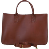 Exquisite Genuine Leather Large Structured Tote Bag with Detachable Strap and Pouch in Tan: S-03