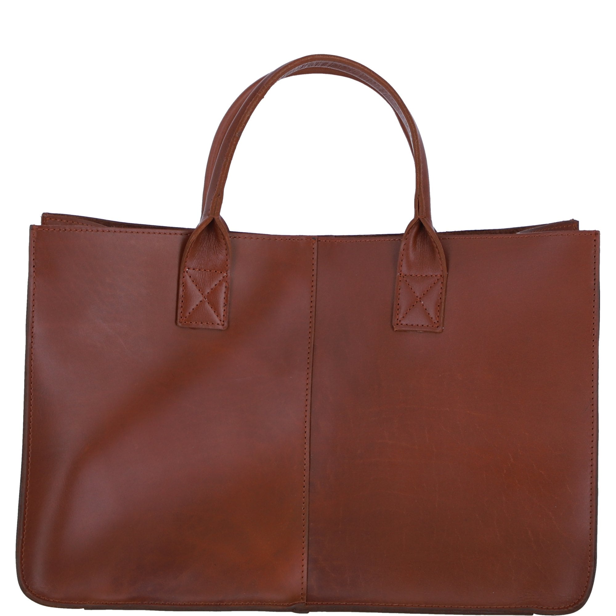 Exquisite Genuine Leather Large Structured Tote Bag with Detachable Strap and Pouch in Tan: S-03
