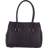 Exquisite Genuine Leather Large Shoulder Bag for Women in Brown: L-39