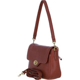 Women’s Genuine Leather Flapover Crossbody X Shoulder Bag in Tan: L-35