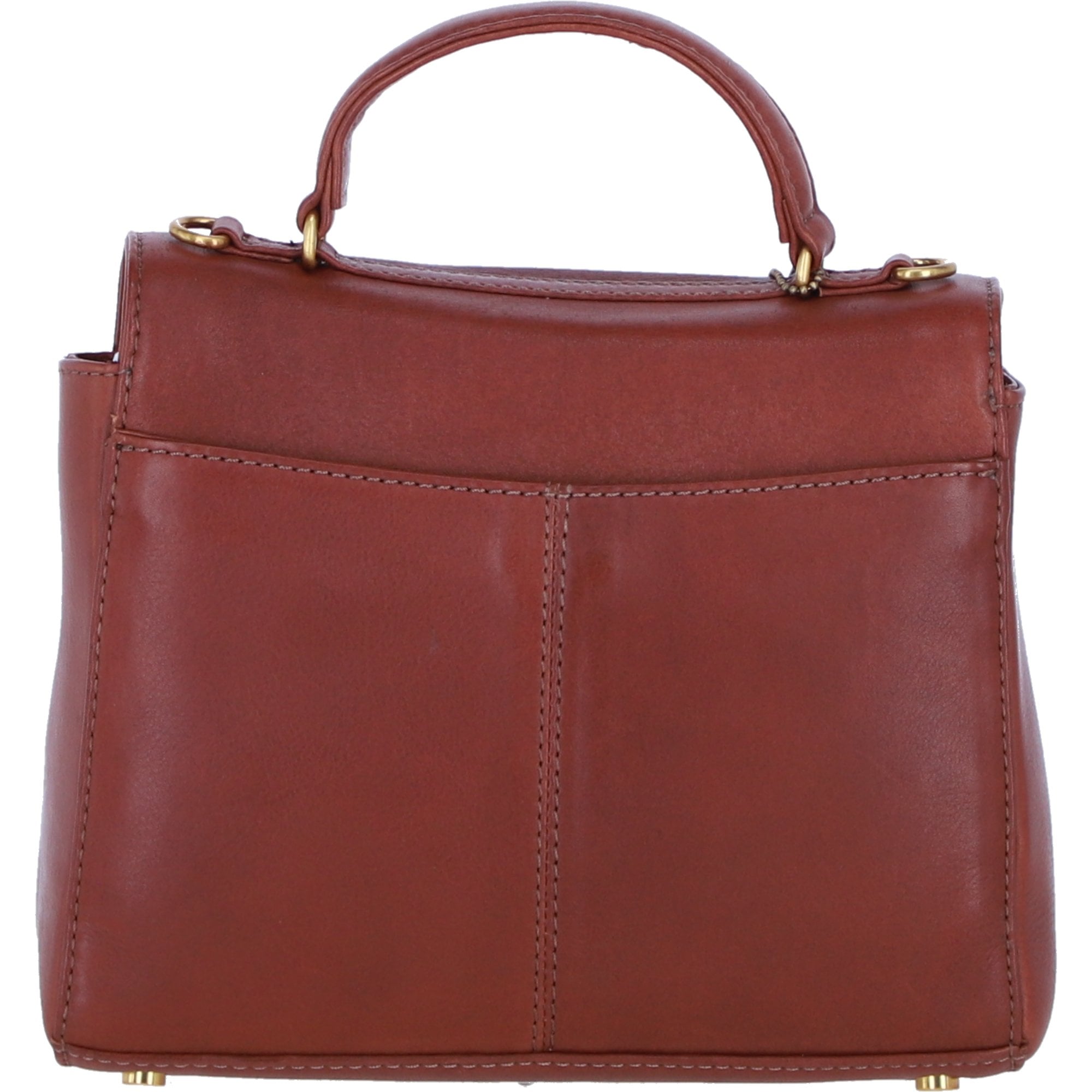 Exquisite Genuine Leather Top Handle Bag with Detachable Strap for Women in Tan: L-36