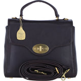 Exquisite Genuine Leather Top Handle Bag with Detachable Strap for Women in Brown: L-36