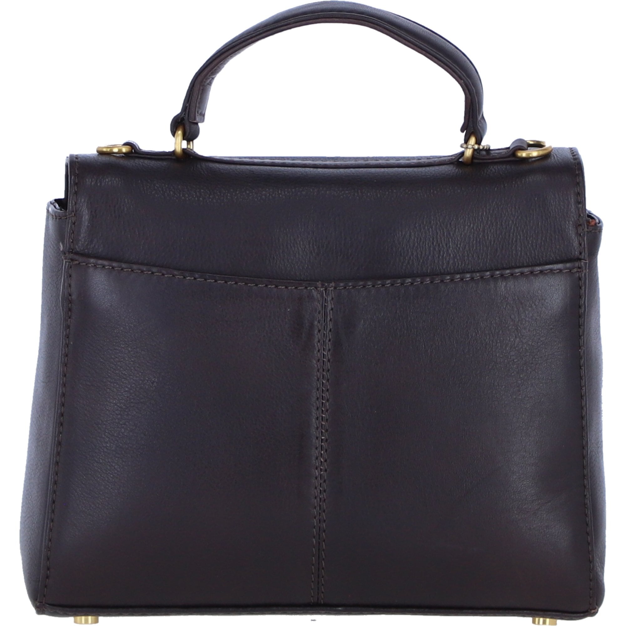 Exquisite Genuine Leather Top Handle Bag with Detachable Strap for Women in Brown: L-36