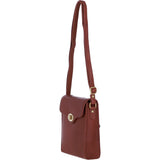 Genuine Leather Crossbody Bag with Twist Lock for Women in Tan: L-34