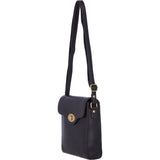 Genuine Leather Crossbody Bag with Twist Lock for Women in Brown: L-34