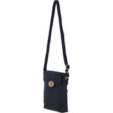Genuine Leather Crossbody Bag with Zip Top Closure for Women in Black: L-33