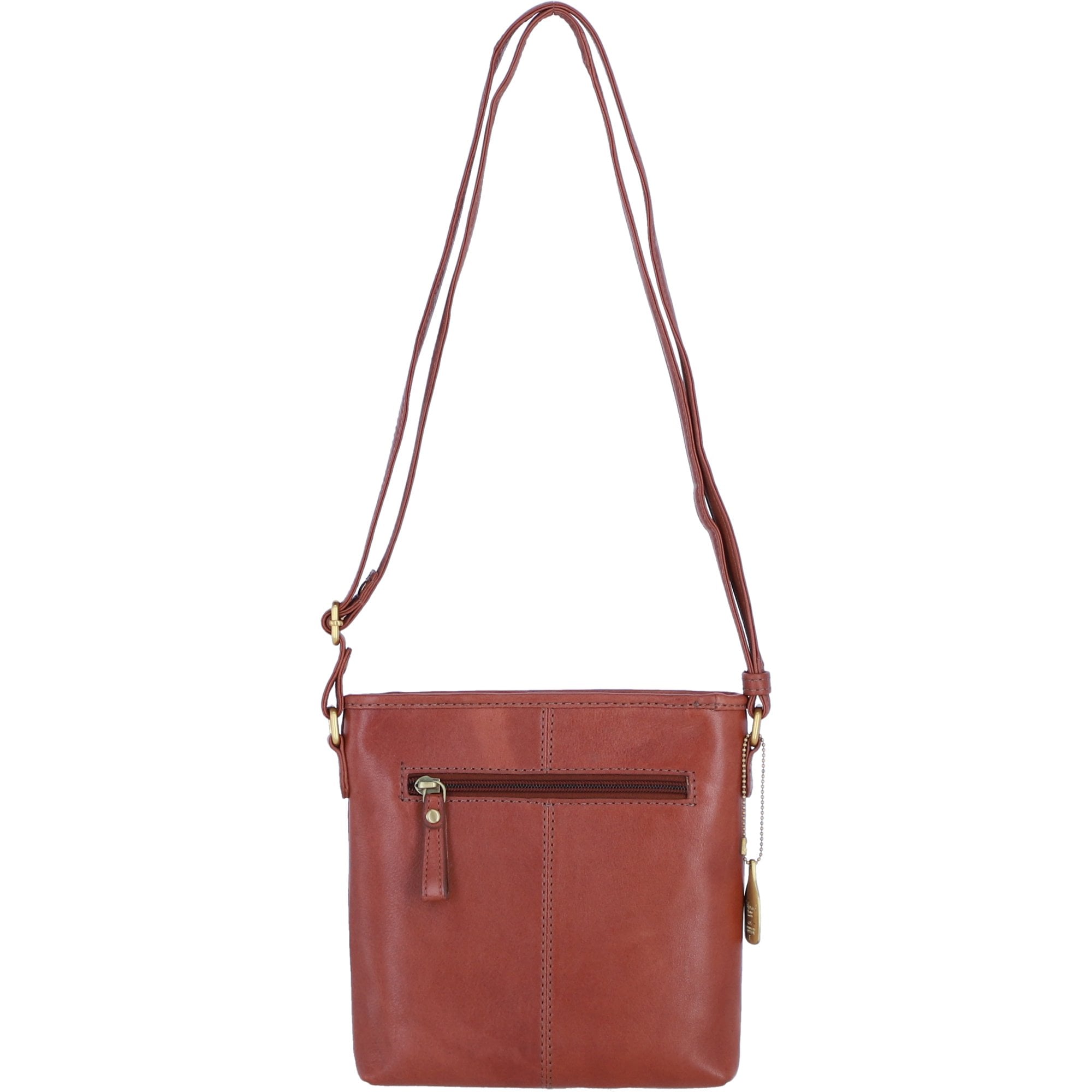 Genuine Leather Crossbody Bag with Zip Top Closure for Women in Tan: L-33