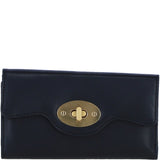 Exquisite Genuine Leather Large Purse with Twist Lock in Black: L-31