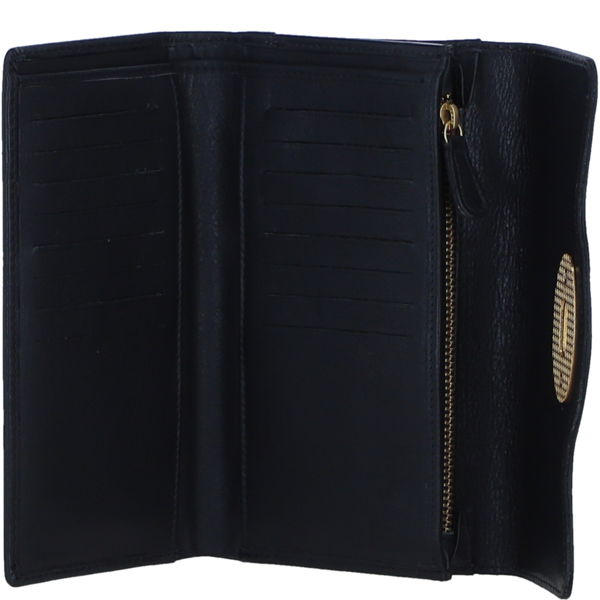 Exquisite Genuine Leather Large Purse with Twist Lock in Black: L-31