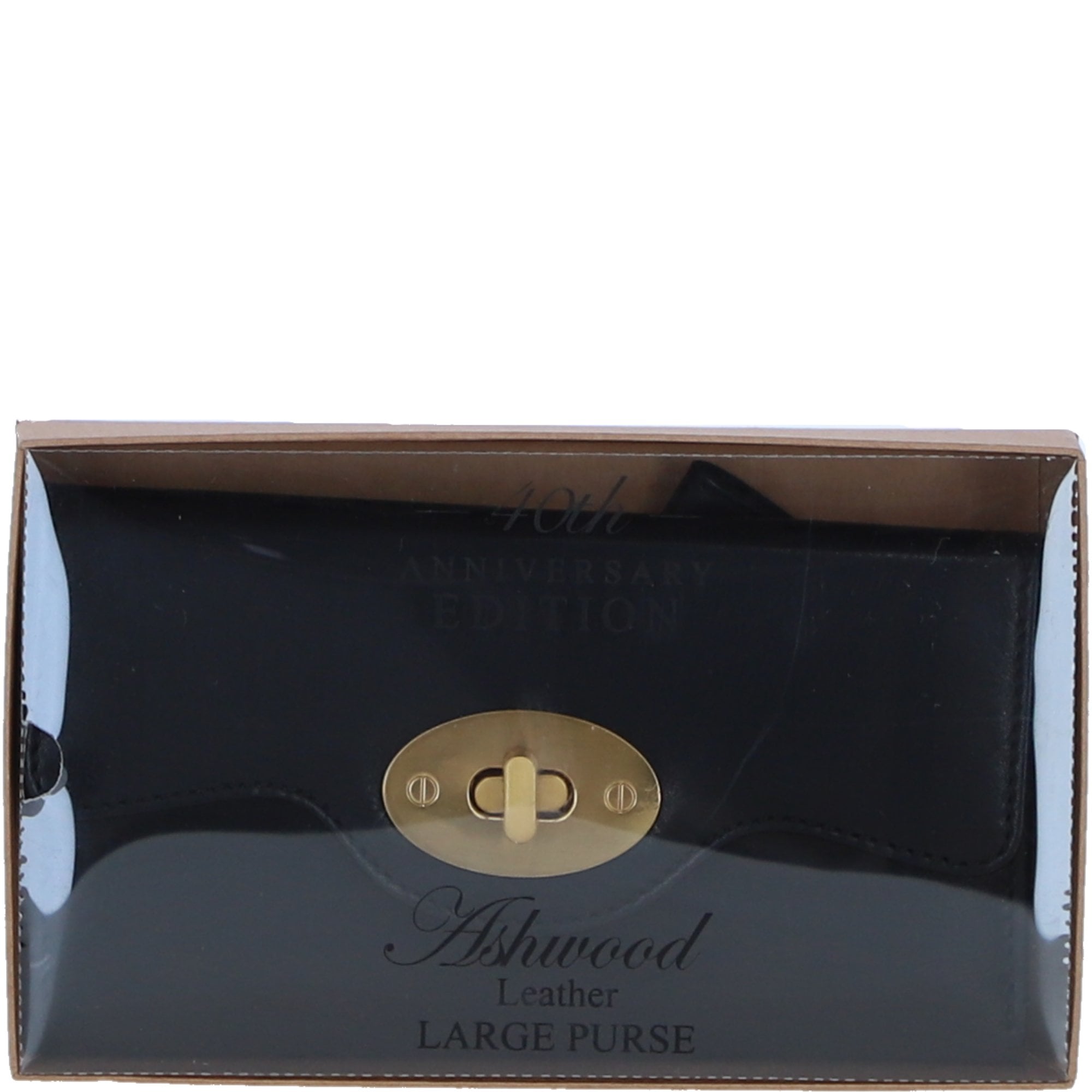 Exquisite Genuine Leather Large Purse with Twist Lock in Black: L-31
