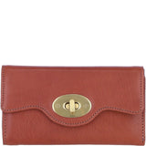 Exquisite Genuine Leather Large Purse with Twist Lock in Tan: L-31