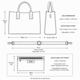 Exquisite Genuine Leather Large Structured Tote Bag with Detachable Strap and Pouch in Tan: S-03