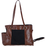 Ashwood Leather Pet Carrier Tote Bag with Mesh Panels in Tan: K9-T02