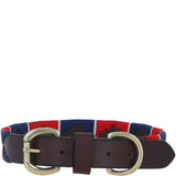 Ashwood Leather Handmade Patchwork Dog Collar in Brn/navy/red: k9-c06